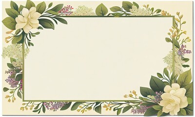 A postcard or invitation with a floral border, generative AI