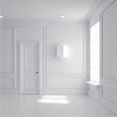White interior concept, photorealistic illustration, Generative AI