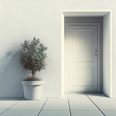 A white door, photorealistic illustration, Generative AI