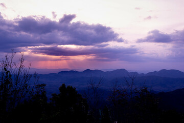 Mountain landscape sunset, at Khao Sun, Nakhon Si Thammarat, Thailand