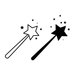 Halloween magical wand icon, trendy style on white background..eps