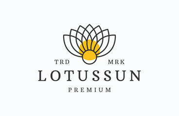 line lotus sun logo line art design template