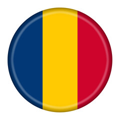 Chad flag button 3d illustration with clipping path