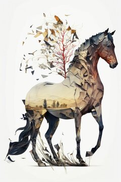 Poly horse double exposure