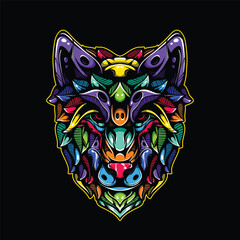 lolipop colorful decorative wolf pattern mascot