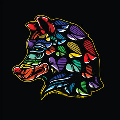 lolipop colorful decorative wolf pattern mascot