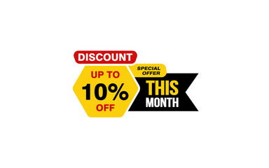 10 Percent THIS MONTH offer, clearance, promotion banner layout with sticker style. 
