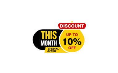 10 Percent THIS MONTH offer, clearance, promotion banner layout with sticker style. 
