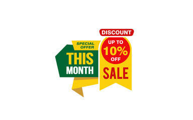 10 Percent THIS MONTH offer, clearance, promotion banner layout with sticker style. 
