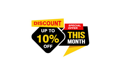 10 Percent THIS MONTH offer, clearance, promotion banner layout with sticker style. 
