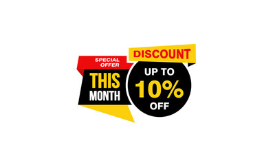 10 Percent THIS MONTH offer, clearance, promotion banner layout with sticker style. 
