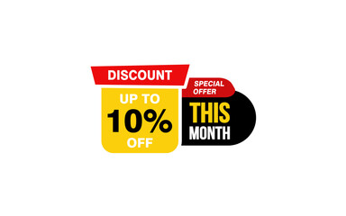10 Percent THIS MONTH offer, clearance, promotion banner layout with sticker style. 
