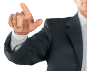 Businessman Finger Pressing an Imaginary Button