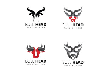 Obraz premium Bull Head Logo, Farm Animal Vector, Livestock Illustration, Company Brand Icon
