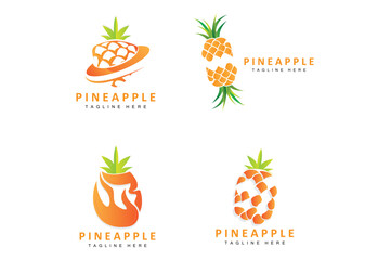 Pineapple Logo Design, Fresh Fruit Vector, Plantation Illustration, Fruit Product Brand Label