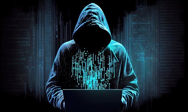 A digital hacker concealed in computer space, generative AI