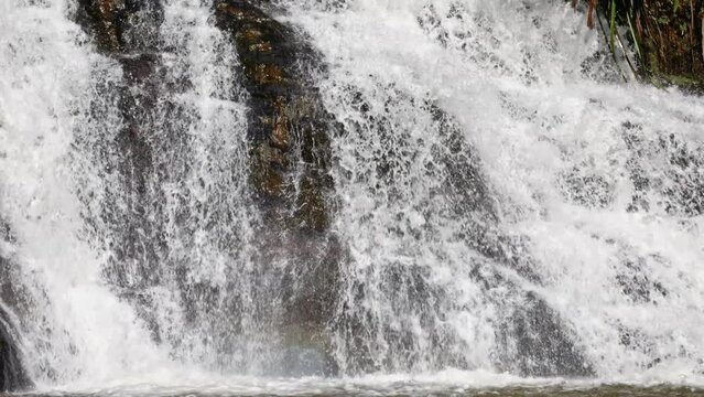 Splashing Stream Of Datanla Waterfall In Da Lat, Vietnam. Slow Motion