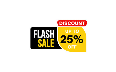 25 Percent FLASH SALE offer, clearance, promotion banner layout with sticker style. 
