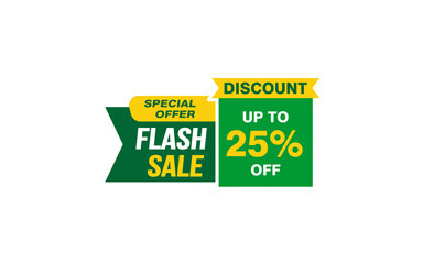 25 Percent FLASH SALE offer, clearance, promotion banner layout with sticker style. 
