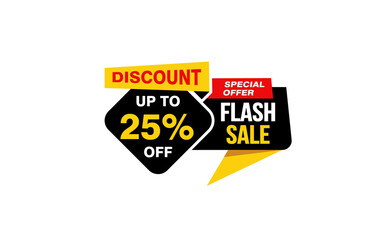 25 Percent FLASH SALE offer, clearance, promotion banner layout with sticker style. 
