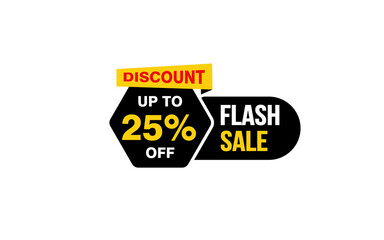 25 Percent FLASH SALE offer, clearance, promotion banner layout with sticker style. 
