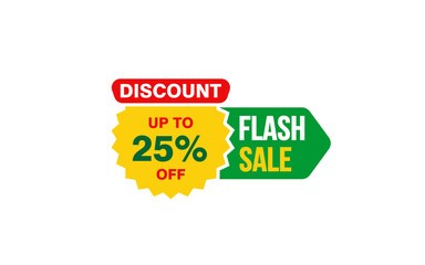 25 Percent FLASH SALE offer, clearance, promotion banner layout with sticker style. 
