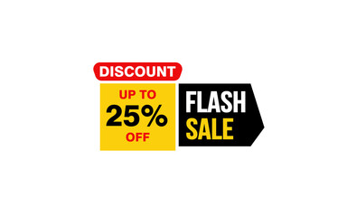 25 Percent FLASH SALE offer, clearance, promotion banner layout with sticker style. 
