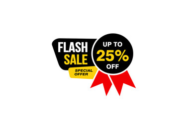 25 Percent FLASH SALE offer, clearance, promotion banner layout with sticker style. 
