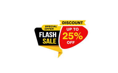 25 Percent FLASH SALE offer, clearance, promotion banner layout with sticker style. 
