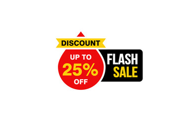 25 Percent FLASH SALE offer, clearance, promotion banner layout with sticker style. 
