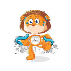Obraz na płótnie Canvas lion runner character. cartoon mascot vector