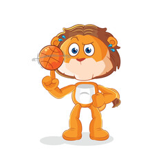 lion playing basket ball mascot. cartoon vector