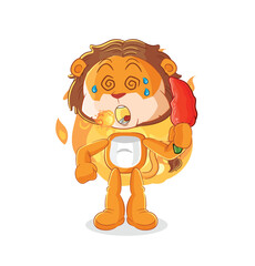 Obraz na płótnie Canvas lion eat hot chilie mascot. cartoon vector