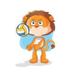 lion play volleyball mascot. cartoon vector