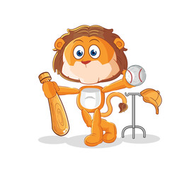lion playing baseball mascot. cartoon vector