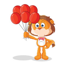 lion clown with balloons vector. cartoon character