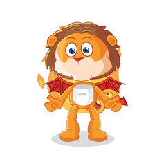 lion demon with wings character. cartoon mascot vector