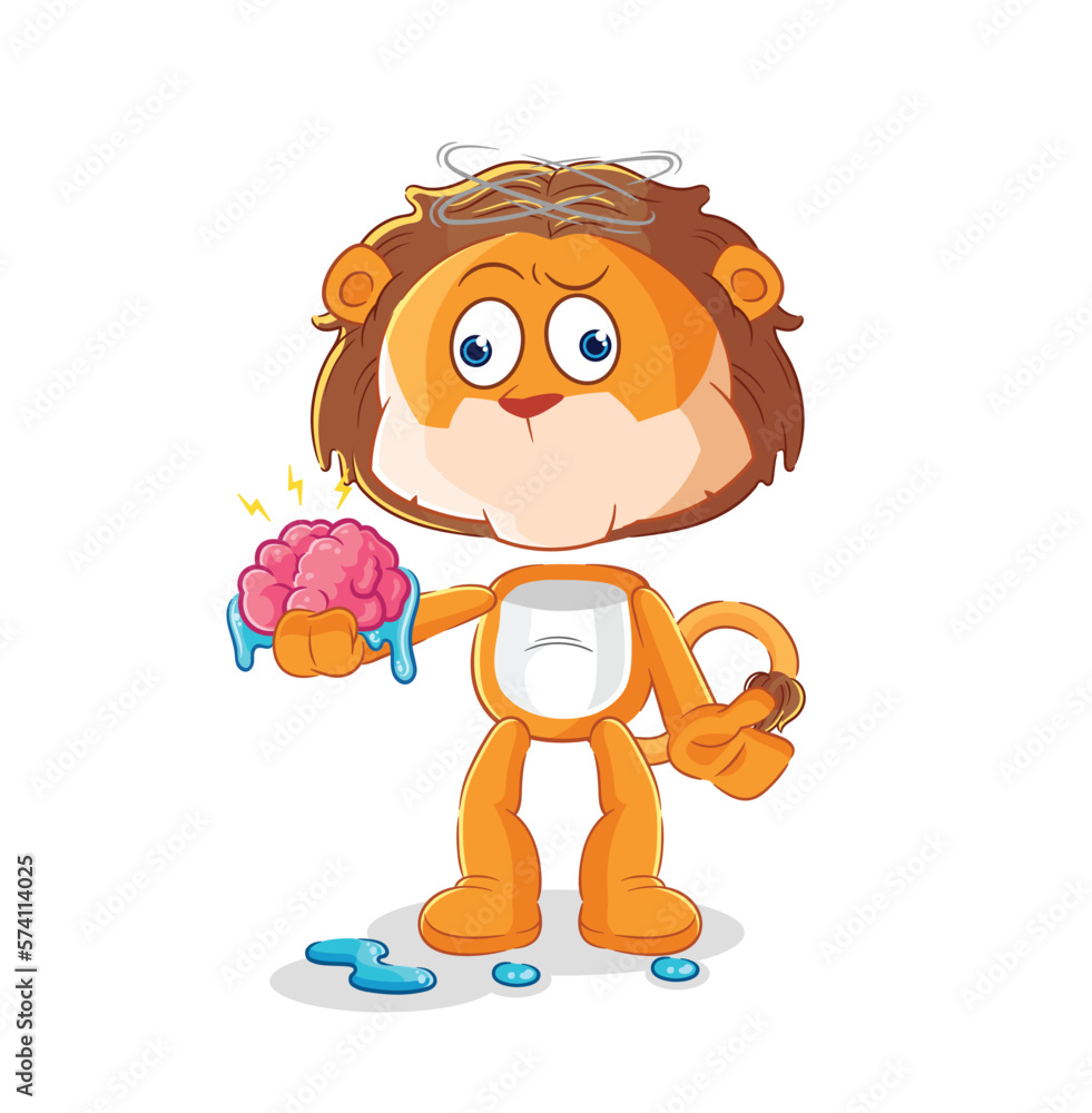 Sticker lion no brain vector. cartoon character