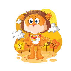 Obraz na płótnie Canvas lion in the autumn. cartoon mascot vector