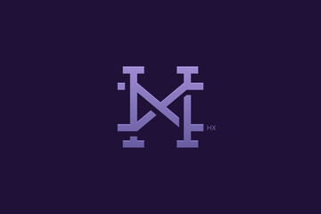 Letter H and X Monogram Logo Design Vector