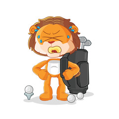 lion with golf equipment. cartoon mascot vector