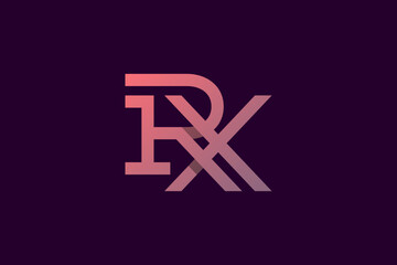 Letter R and X Monogram Logo Design Vector