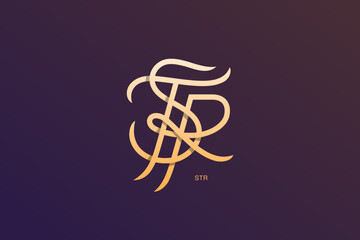 Letter S T R Monogram Logo Design Vector