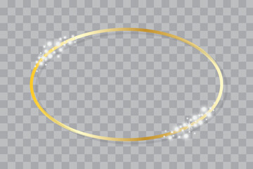 oval gold frame. Circular light frame border. Magic circle. Vector illustration.