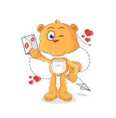 lioness hold love letter illustration. character vector