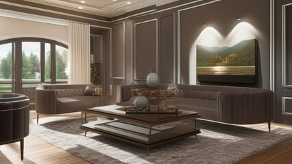 High-end Living Room in a Mansion, Generative AI