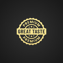 Fototapeta na wymiar Great Taste Label Vector or Great Taste Logo Vector Isolated on Black Background. Great taste label design for the highest quality products. To seal the product with the best premium quality taste.