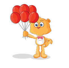 lioness clown with balloons vector. cartoon character
