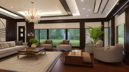 Fototapeta premium Picturesque Living Room in a Mansion, Generative AI