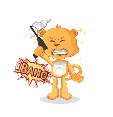 lioness warning shot mascot. cartoon vector